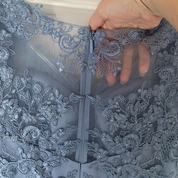 Azazie Elegant Blue Lace Wedding Dress - Picture 10 of 11